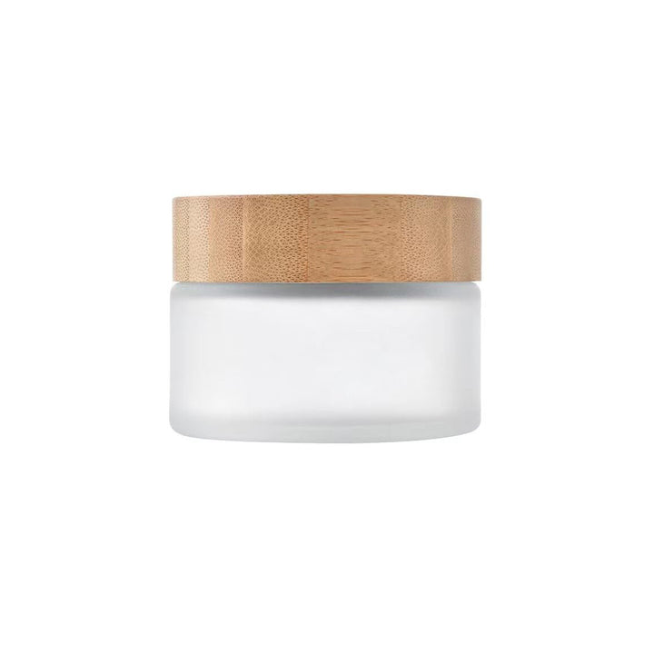 100ml Bamboo Lid Frosted Glass Bottle Cream Jars Empty Refillable Cosmetic Container Face Lotion Cream Box Pot for Makeup Lip Balm Eye Cream
