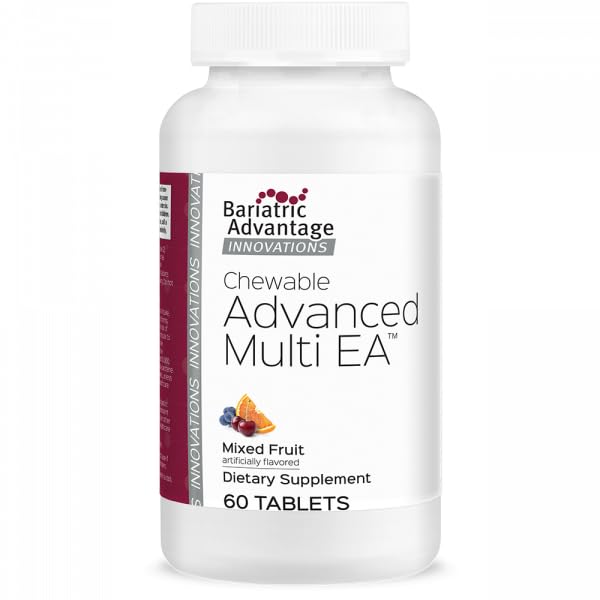 Bariatric Advantage Chewable Advanced Multi EA Without Iron, High Potency Daily Multivitamin for Bariatric Surgery Patients Including Gastric Bypass, Sleeve Gastrectomy, DS - Mixed Fruit, 60 Count