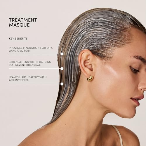 OUAI Thick Hair Mask - Hair Treatment Masque with Almond Oil, Olive Oil, & Hydrolyzed Keratin to Restore Damaged Hair - Phthalate & Paraben Free Hair Masque (8 fl oz)