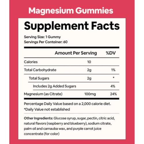 Black Girl Vitamins - Magnesium Gummies, for Sleep, Immunity, and Bone Support. Magnesium Citrate Supplement with (100mg) per Serving, Gluten-Free (Mixed Berry). 60ct