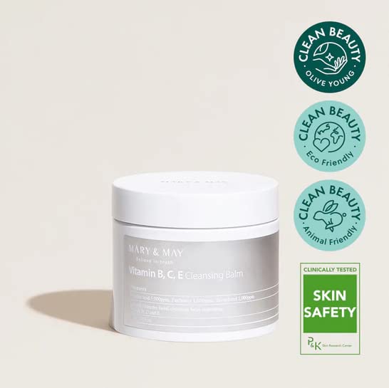 Mary&May Vitamin B, C, E Cleansing Balm 4.05 Fl Oz / 120g | Oil Balm Melts at Skin Temperature, Gentle Skincare Facial Cleansing Balm, Vitamin B, C and E Make Up Remover | EWG ingredients