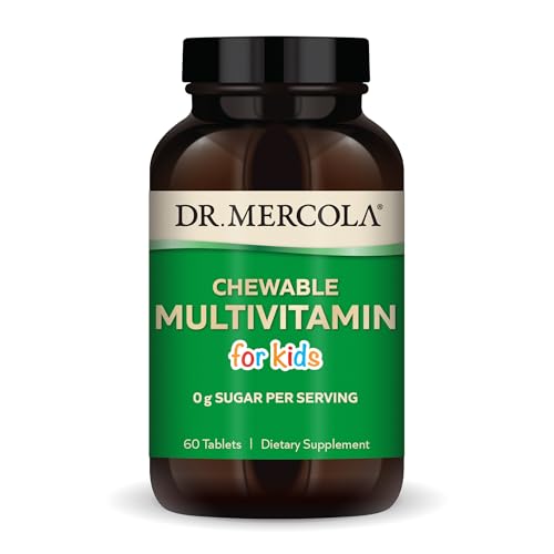Dr. Mercola Chewable Multivitamin for Kids, 30 Servings (60 Tablets), 0g Sugar Per Serving, Natural Orange Flavor, Dietary Supplement, Supports Overall Health, Non-GMO