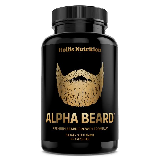 ALPHA BEARD Growth Vitamins | Biotin 10K MCG, Collagen, Keratin, Hyaluronic Acid, B-Complex, MSM | Beard DHT Blocker | Beard and Hair Growth Supplement for Men | Regrow Stronger, Healthier Facial Hair