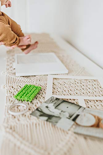 Baby Hand & Footprint Frame Keepsake Kit | Capture Milestone Moments with Safe Clay, Stencil Set & Wood Frame | Perfect Newborn Gift for Baby Showers | White