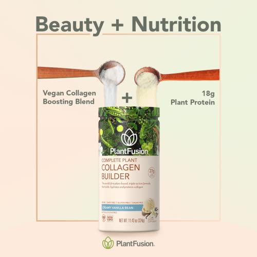 PlantFusion Vegan Collagen Powder - Plant Based Collagen Protein Powder For Muscle & Joints, Hair, Skin & Nails - Keto, Gluten Free, Soy Free, Non-Dairy, No Sugar, Non-GMO - Chocolate 11.43 oz