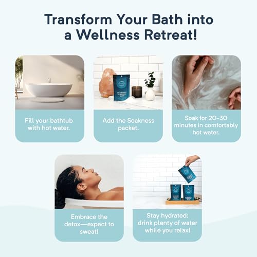 Soakness Hydrogen Peroxide Epsom Salt Bath Soak - USA-Made – Patented Bath Salts, Muscle Recovery, & Skin Detoxification – Magnesium Salts for Bathing - Doctor Formulated Pure Epsom Salt (3-Pack)