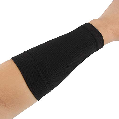 Chrontier Single Lower Arm Tattoo Cover UP Sleeve Wrap Non Slip Concealer Wrist Compression Support Band Brace Carpal Tunnel Muscle Joint Pain (Black,8.3-9.4)