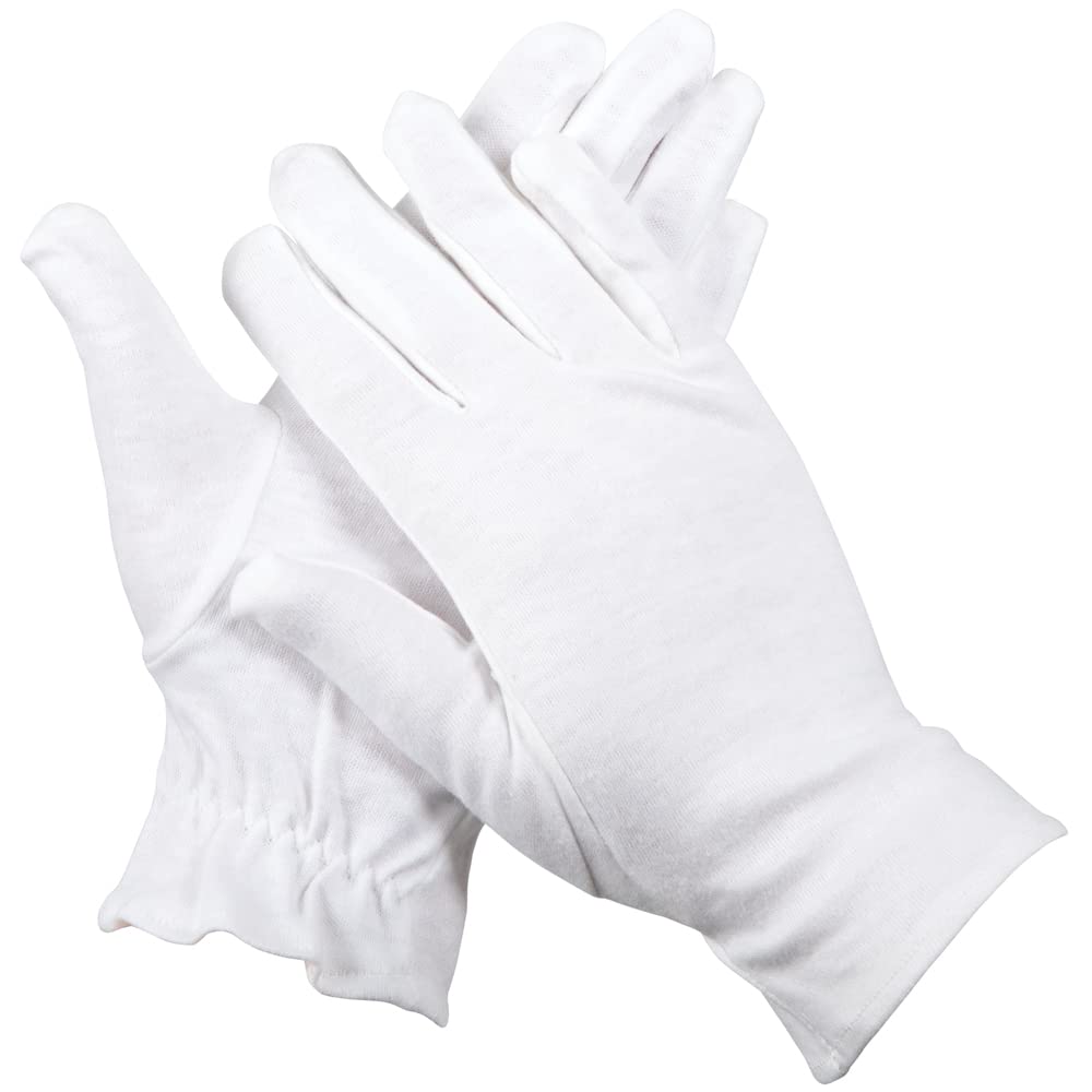 ForPro Professional Collection Premium Cotton Gloves, 7 Pairs White for Moisturizing Hands Overnight, Inspection Cloth Quality, Eczema Dry Sensitive Skin Spa Therapy, Elastic Wristband