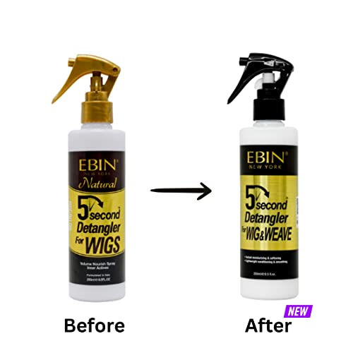 EBIN NEW YORK 5 Second Detangler - Moroccan Argan Oil Infused | Instant Moisture, Lightweight Conditioner | Softens, Smooths & Adds Shine | Wig & Weave Care 8.5oz/250ml