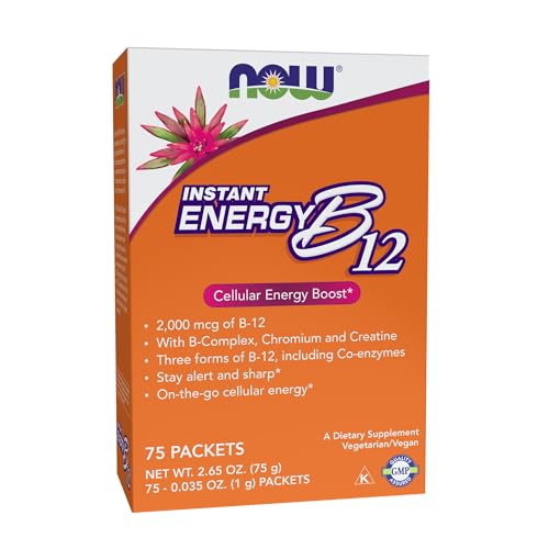 NOW Foods Supplements, Instant Energy B-12 (2,000 mcg of B-12 per packet), Cellular Energy Boost*, 75 Packets
