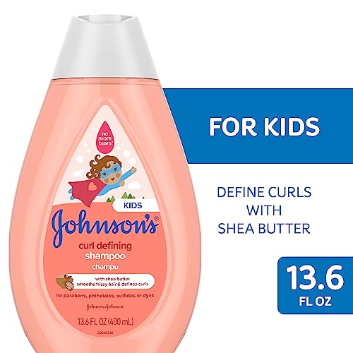 Johnson's Kids Curl-Defining, Frizz Control, Tear-Free Kids Shampoo + Shea Butter, Paraben-, Sulfate- & Dye-Free, Hypoallergenic & Gentle for Kids Hair, Kid Bath Essential, 13.6 fl. oz