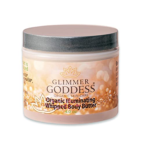 GLIMMER GODDESS Organic Whipped Body Butter - Super Level 3 Bronze Shimmer - Moisturizing & Nourishing Skincare with Natural Ingredients - Deep Glow & Hydration for All Skin Types - 4.0 oz