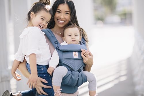 Ergobaby Omni 360 All-Position Baby Carrier for Newborn to Toddler with Lumbar Support & Cool Air Mesh (7-45 Lb), Oxford Blue