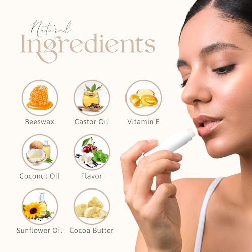 Lip Balm Bulk Unlabeled - Made in USA Bulk Chapstick - Natural Ingredients Vitamin E Shea Butter - Custom Chapstick Bulk For Party & Wedding Favors (50 Count, Vanilla)