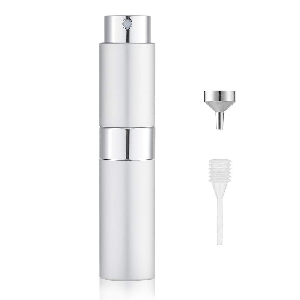 LISAPACK 8ML Atomizer Perfume Spray Bottle for Travel, Empty Refillable Cologne Dispenser, Portable Sprayer (Silver)