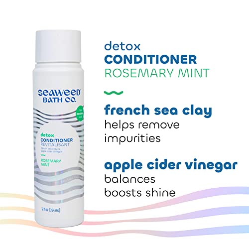 Seaweed Bath Co. Detox Conditioner, Rosemary Mint Scent, 12 Ounce, Sustainably Harvested Seaweed, French Sea Clay, Apple Cider Vinegar, For All Hair Types