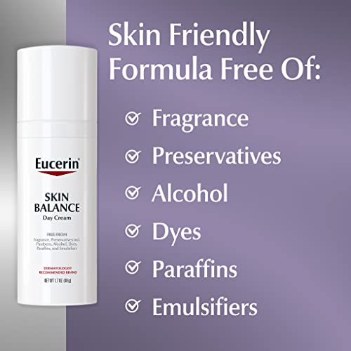 Eucerin Skin Balance Day Cream, Sensitive Skin Face Moisturizer Enriched with Tri-Balance Complex, 1.7 Oz Bottle