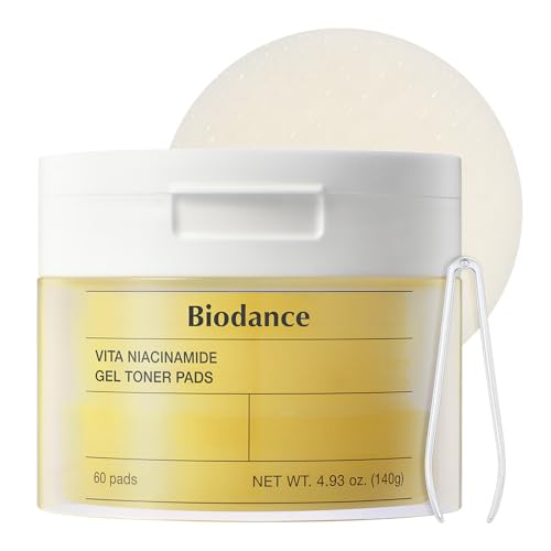Biodance Vita Niacinamide Gel Toner Pads, Dark Spot Corrector, Evening Skin Tone, Hydrating for Sensitive Skin, Gentle Exfoliating Toner Pads with Vitamin C, Korean Skincare4.93 fl.oz.(140g)*60Pads