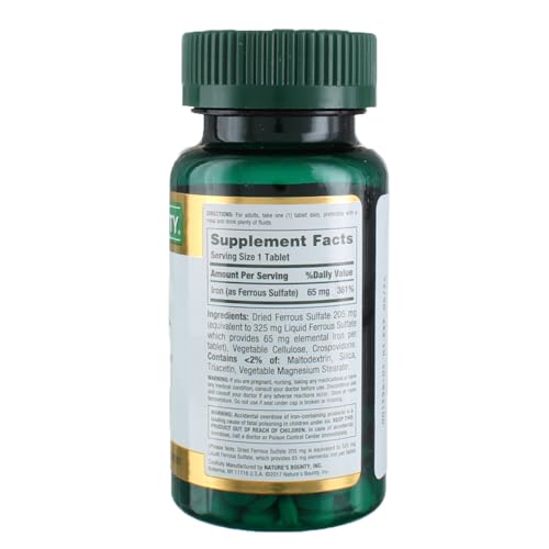 Nature's Bounty Iron 65 Mg. Ferrous Sulfate, 100-Count