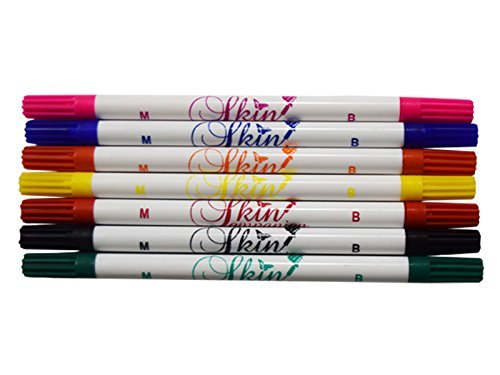 Skin Companion Twin Tip Tattoo Pen - 6+1 Free - Multi Color Pack by Skin Companion