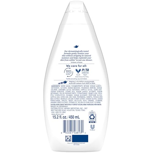 Dove Body Wash, Gentle Pamper 3-Pack – Soothing Moisturizing Cleanser for Soft Skin, 15.22 Oz Ea