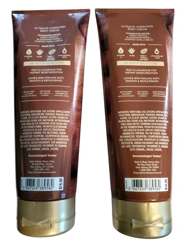 Bath & Body Works Whipped Honey & Vanilla Ultimate Hydration Body Cream 8 Ounces Pack of 2