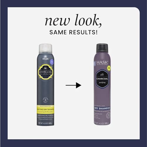 HASK Charcoal Clarifying Dry Shampoo for all hair types, aluminum free, no sulfates, parabens, phthalates, gluten or artificial colors - 4.3oz