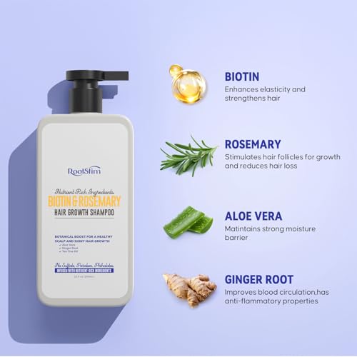 Biotin & Rosemary Shampoo for Hair Growth: Hair Loss Shampoo for Thinning Hair for Women and Men - Hair thickening Shampoo Infused with Natural Nutrient Rich Ingredients Sulfate Free 10 fl oz