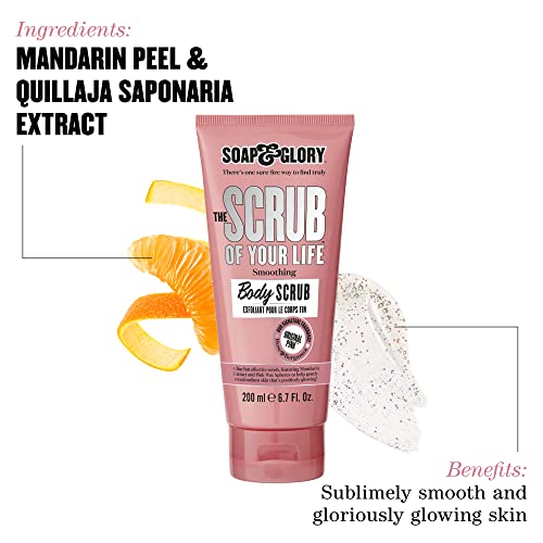 Soap & Glory Original Pink The Scrub Of Your Life Exfoliating Body Scrub - Smoothing & Buffing Vegan Scrub - Rose & Bergamot Body Polish with Shea Butter & Vitamin E (200ml)