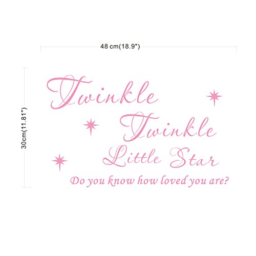 Twinkle Twinkle Little Star Wall Decal Vinyl Quote Sticker Do You Know How Loved You Are Nursery Decor For Kids Girls Bedroom Decoration Home Room Stars Art Design YMX23 (Soft Pink & Gold, 65x42cm)