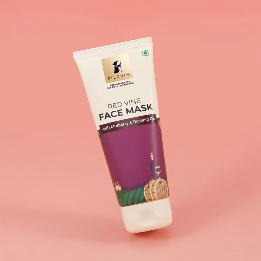 Pilgrim Red Vine Face Mask | Hydrating & Nourishing Overnight Face Pack | with Mulberry Extract & Rosehip Oil | Deep Pore Cleansing & Skin Rejuvenation | 3.53 Oz (100g)