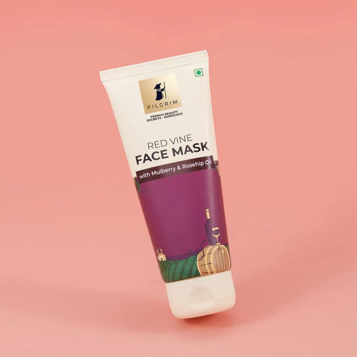 Pilgrim Red Vine Face Mask | Hydrating & Nourishing Overnight Face Pack | with Mulberry Extract & Rosehip Oil | Deep Pore Cleansing & Skin Rejuvenation | 3.53 Oz (100g)