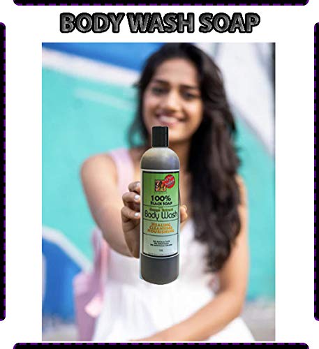 RA COSMETICS 100% Black Soap Body Wash Mango Scent 13 Fl Oz