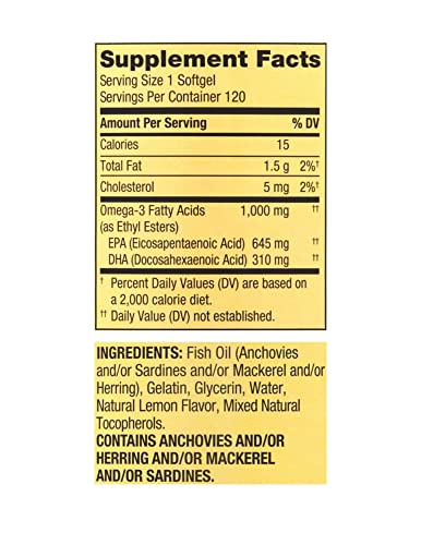 Spring Valley Omega-3 from Fish Oil, 1000 mg, 120 Count + STS Sticker.