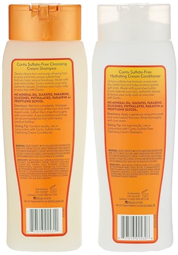 Cantu Shea Butter Cleansing Shampoo + Hydrating Conditioner 13.5 Fl Oz (Pack of 2)