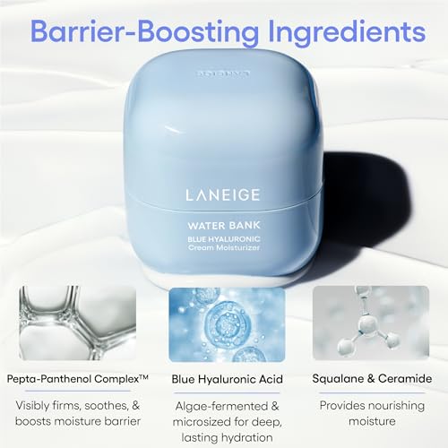 LANEIGE Water Bank Blue Hyaluronic Moisturizer Mini: Barrier-Boosting Hydration, Squalane, Ceramide, Dermatologist-tested