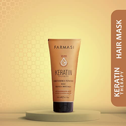 FARMASi Keratin Hair Shampoo and Mask, Smoothing, Silky Repairing Shampoo and Conditioner Hair Mask for Dry Hair 360 ml / 12.2 fl.oz