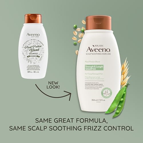 Aveeno Plant Protein Blend Shampoo for Strong Healthy-Looking Hair, 12 fl oz
