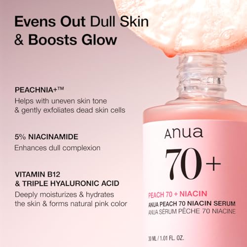 Anua Peach 70 Niacinamide Serum 30ml / brightening hydrating face serum/daily clean beauty (1.01 fl. oz.)