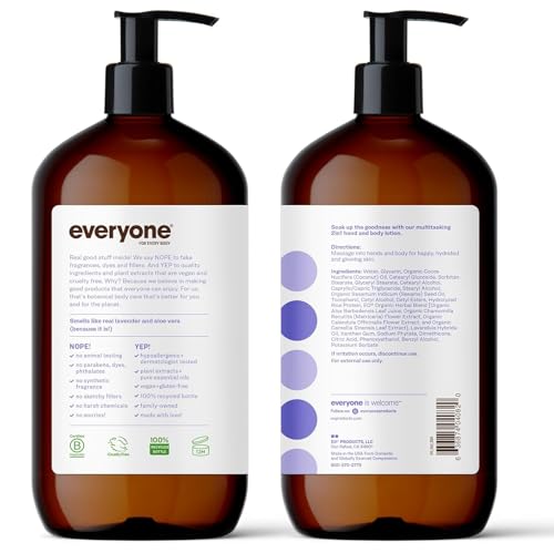 Everyone Nourishing Hand and Body Lotion, 32 Ounce (Pack of 1), Lavender and Aloe, Plant-Based Lotion with Pure Essential Oils, Coconut Oil, Aloe Vera and Vitamin E