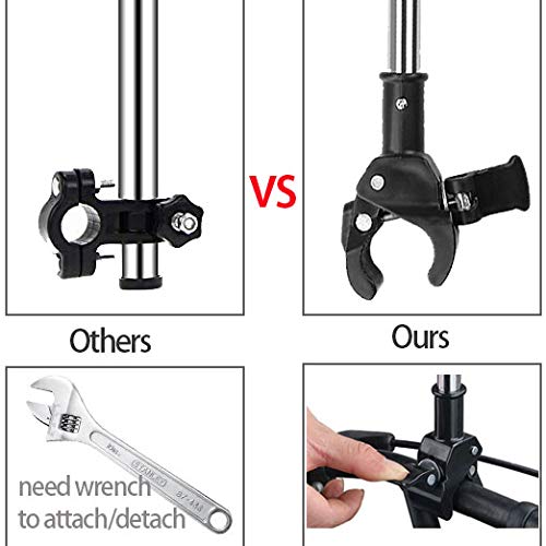 Umbrella Mount Holder, Adjustable Umbrella Mount Stand No Need Wrench to Attach/Detach Umbrella Clamp for Wheelchairs, Walker, Rollator, Biycle, Pram, Stroller, Black