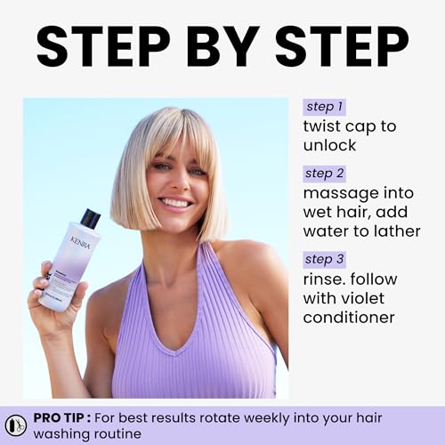 Kenra Violet Shampoo | Eliminates Brassy Tones | Purple Pigment + Deposit | Neutralizes Yellow | Moisturizes Processed Hair | Enhances Vibrancy of Blonde or Gray Hair | Color Safe | 10.1 fl. oz.