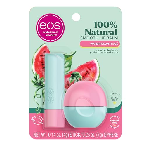 eos FlavorLab Lip Balm Stick and Sphere, Watermelon Frosé, Natural Shea Lip Products, 2 Count(Pack of 1)