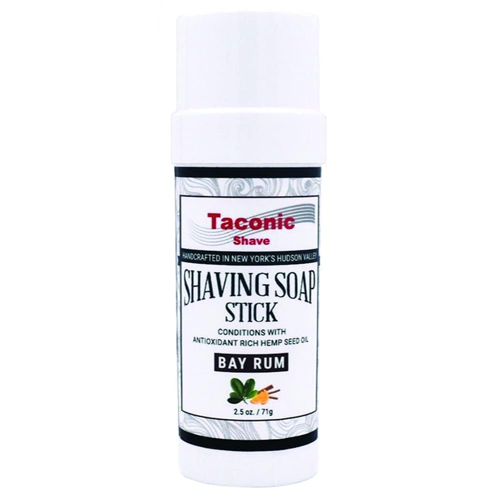 Taconic Shave Bay Rum Shaving Soap Stick with Antioxidant-Rich Hemp Seed Oil 2.5 oz./71g