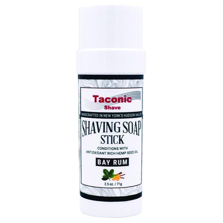 Taconic Shave Bay Rum Shaving Soap Stick with Antioxidant-Rich Hemp Seed Oil 2.5 oz./71g