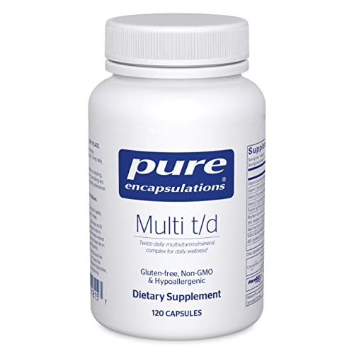 Pure Encapsulations Multi T/D - Multivitamin & Mineral Supplement - for Daily Wellness, Cardiovascular & Immune Health* - Rich in Vitamins & Minerals - Gluten Free & Vegetarian - 120 Capsules