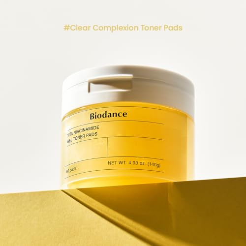 Biodance Vita Niacinamide Gel Toner Pads, Dark Spot Corrector, Evening Skin Tone, Hydrating for Sensitive Skin, Gentle Exfoliating Toner Pads with Vitamin C, Korean Skincare4.93 fl.oz.(140g)*60Pads