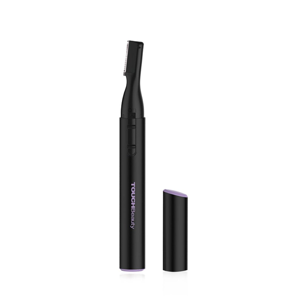 TOUCHBeauty Portable Eyebrow Trimmer for Women Metal Cover Battery Powered Mini Electric Hair Shaver Black