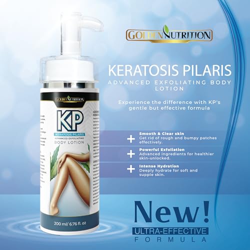 GOLDEN NUTRITION Smoothing & Hydrating KP Lotion, Exfoliating Moisturizer for Rough, Bumpy Skin, AHA & BHA Formula for Keratosis Pilaris 6.76 fl oz