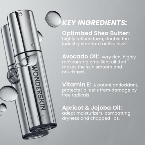Wonderskin Lip Oil - Lip Rehab Serum Oil, Hydrating and Moisturizing Clear Serum for Dry Lips - Natural, Vegan and Non-sticky (Clear)
